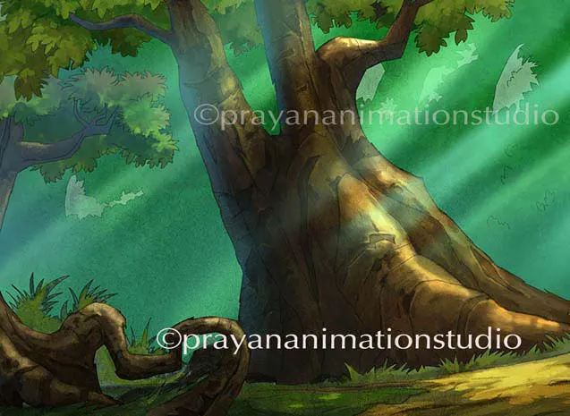 Forest Tree BG Painting